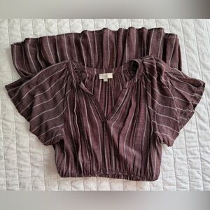 LOFT Burgundy Striped Mini Dress